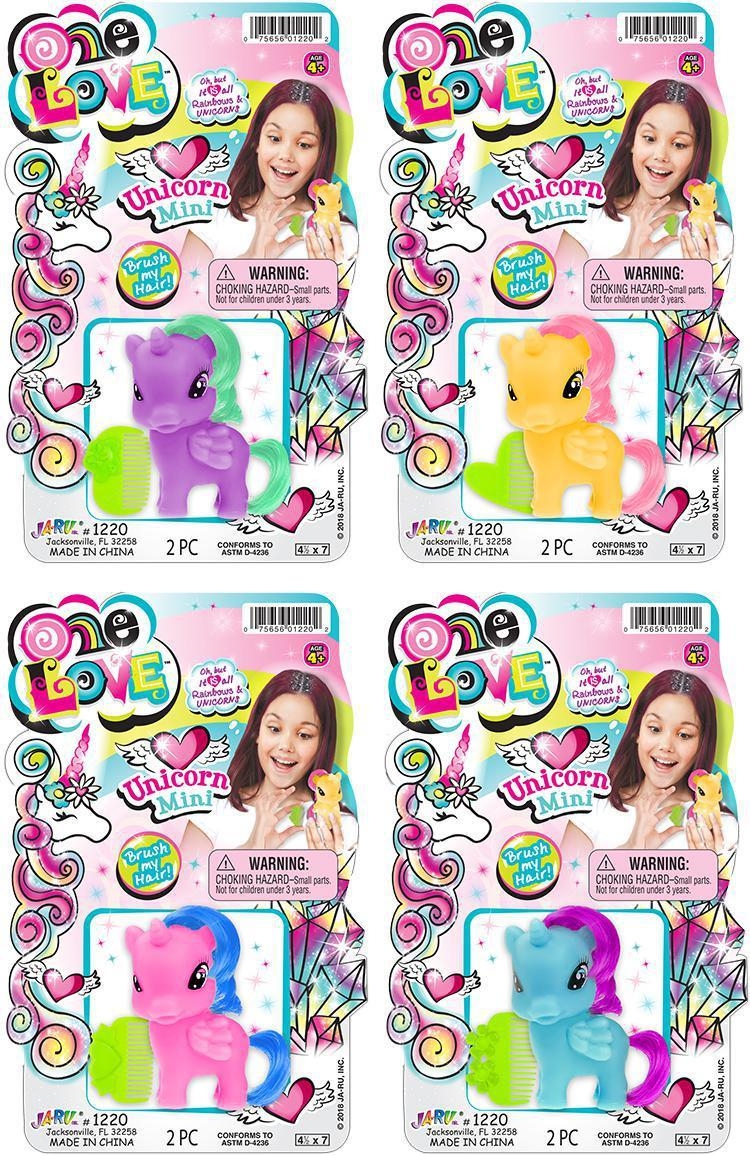 Ja-Ru One Love Mini Unicorn Doll Set with Comb - 4 Assorted Colors and  Styles - Each Sold Separately